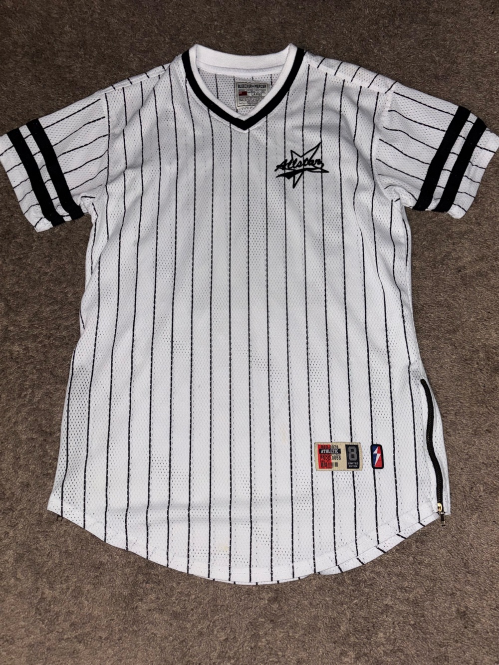 MLB White Black Pinstripe Mesh Baseball Jersey